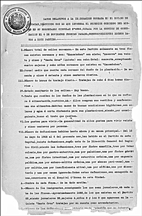 Report on conditions of Korean slaves in Mexico