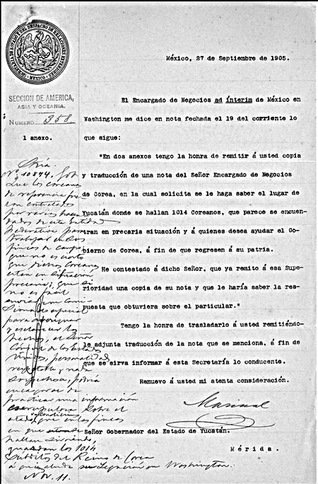 Reply to letter from Washington