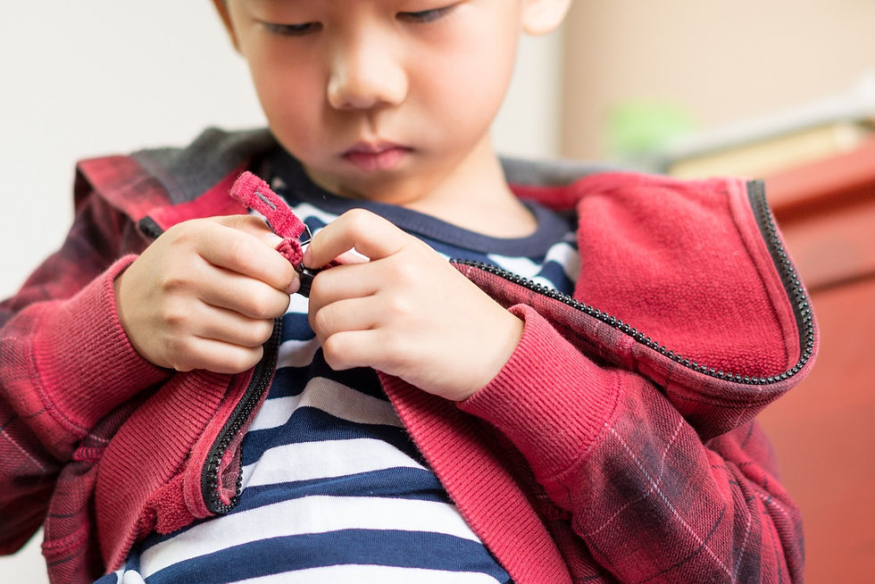 Paediatric occupational therapy in King City, Ontario. Developing self-regulation skills, sensory processing skills, fine motor skills, school readiness, toilet training, dressing skills, eating, and activities of daily living.
