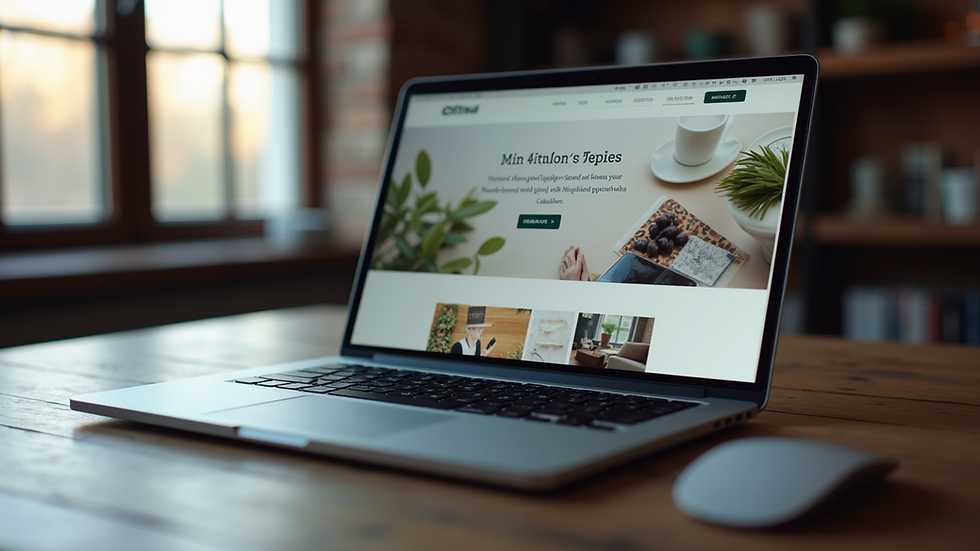 Close-up view of a laptop screen showing an author’s website