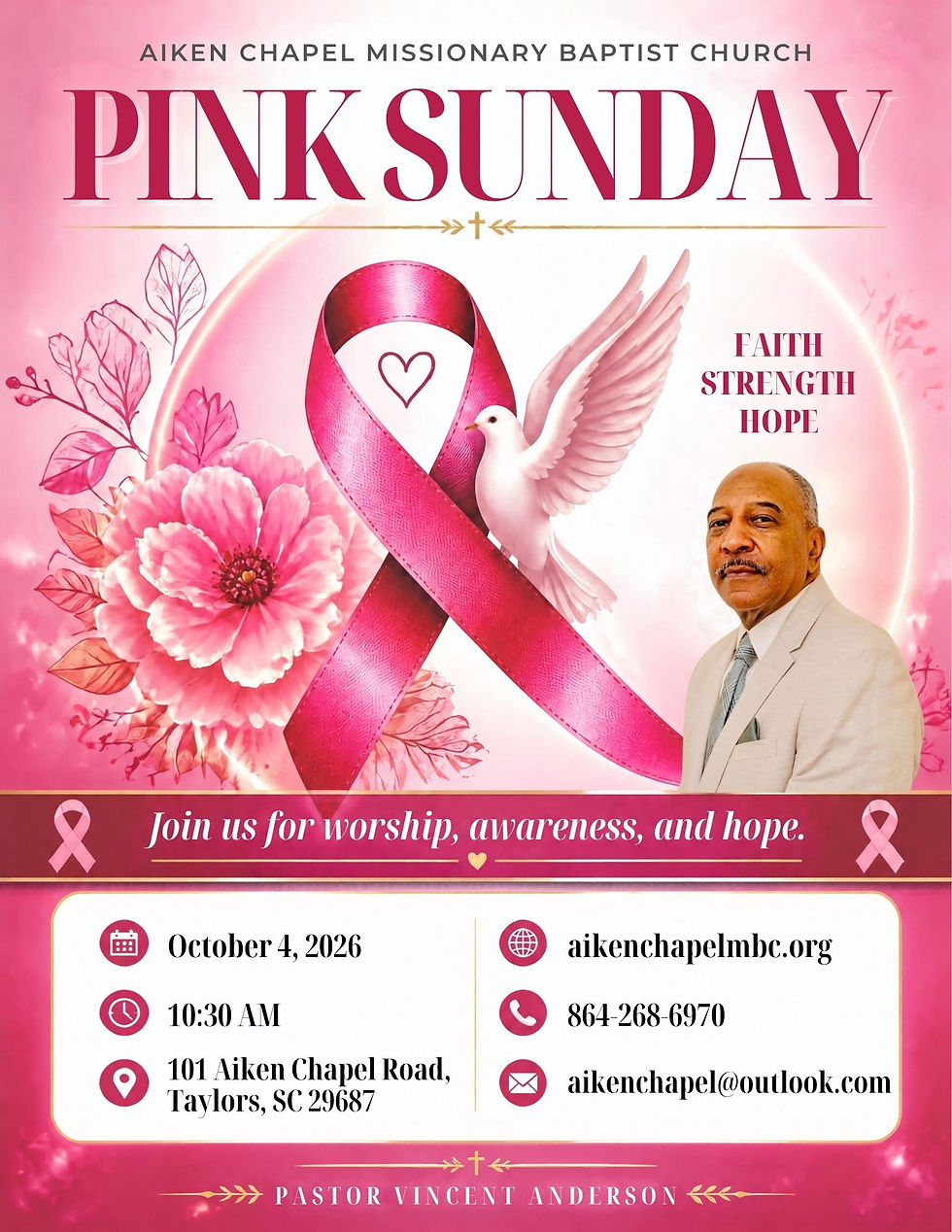 Pink Sunday - October 4th with Pastor Vincent Anderson