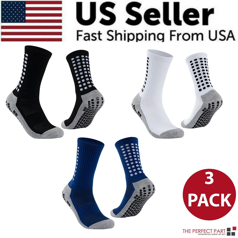 Thumbnail: 3 Pair Sport Socks Anti Slip W/ Grip Soccer Men Football Basketball Sock Premium