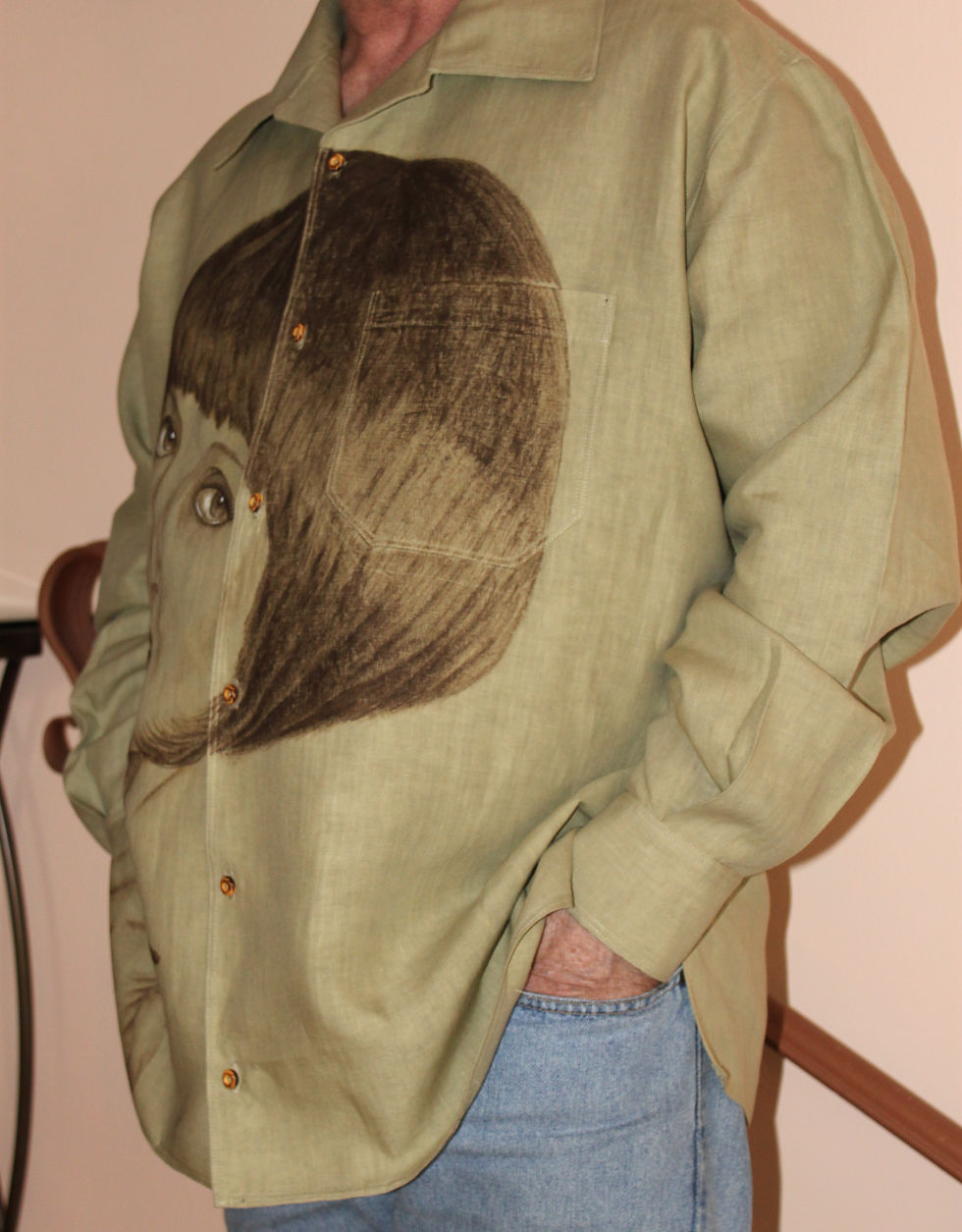 Thumbnail: Men's shirt with a portrait of retro girls