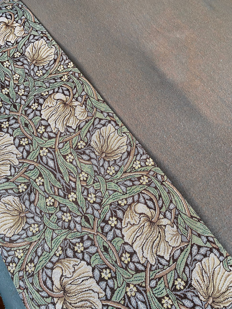 Thumbnail: Detail of hem of William Morris tapestry table runner.
