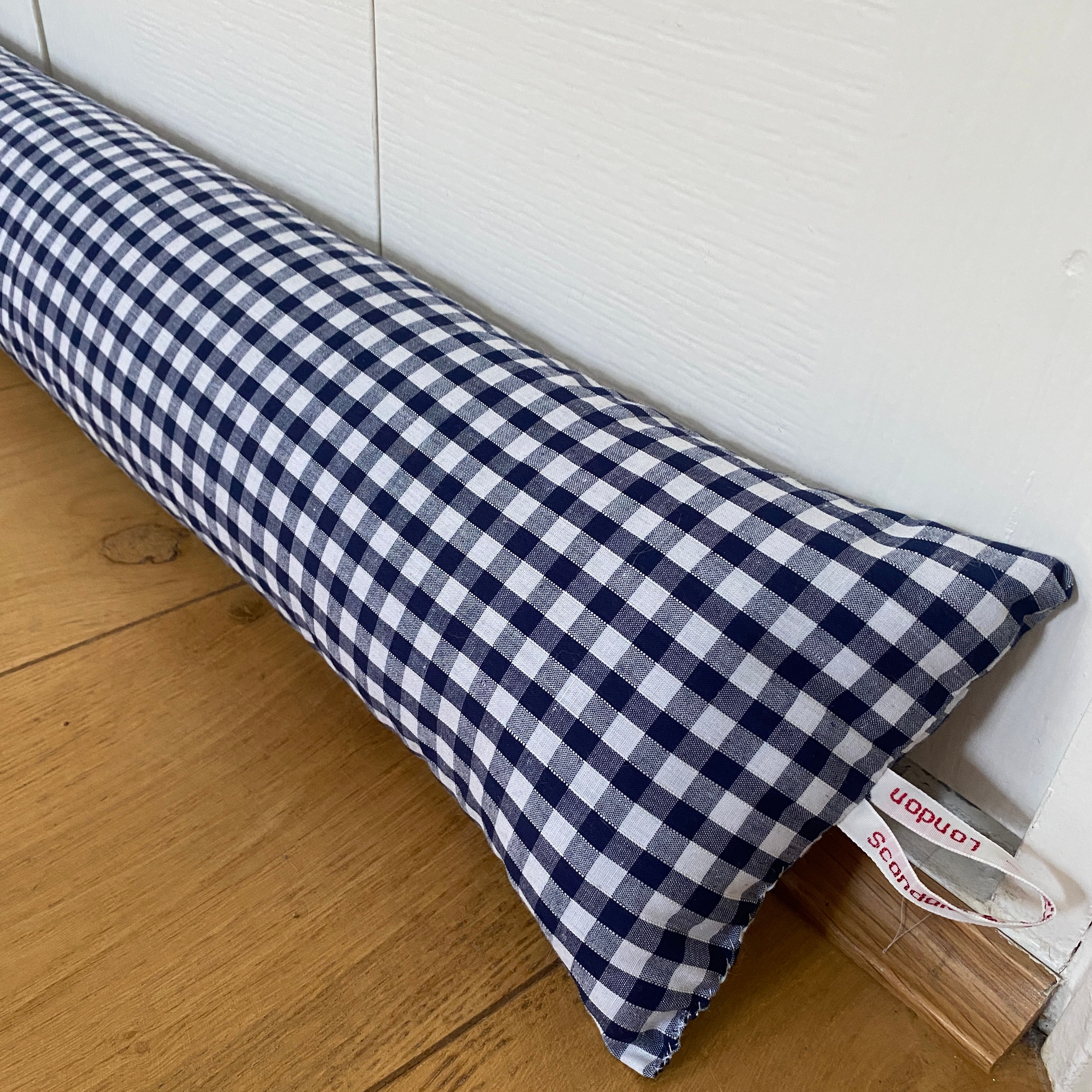navy gingham draught excluder