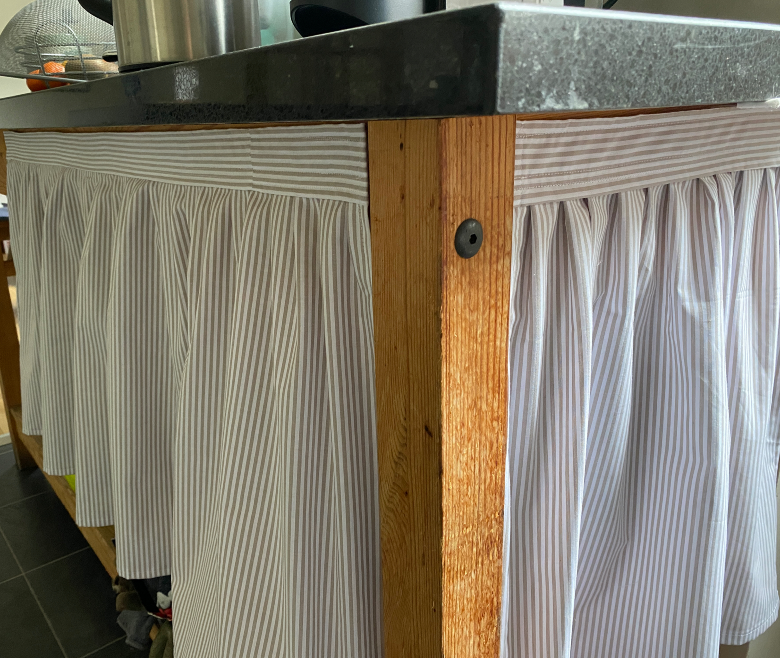 Beige Candy Stripe Sink Skirt
