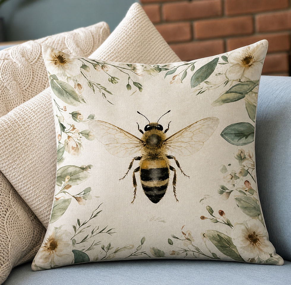 Bee cushion 45x45cm with insert botanical floral sofa cushion