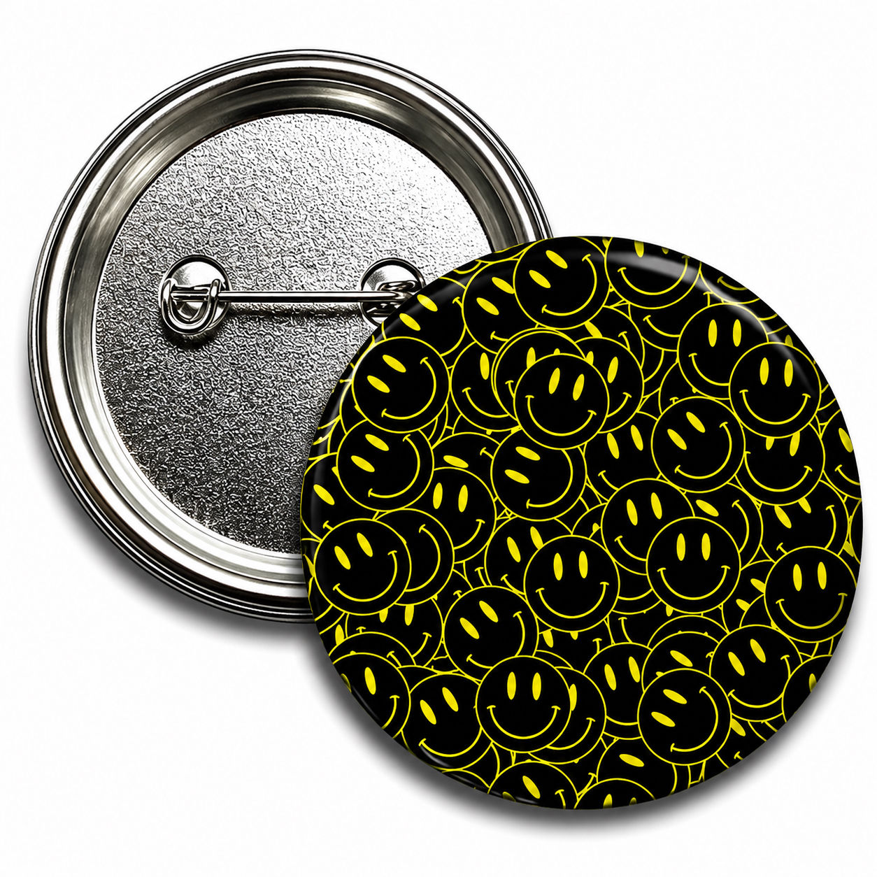 Yellow Smiley Face Pattern 58mm Pin Badge Retro Emojis Happy Aesthetic