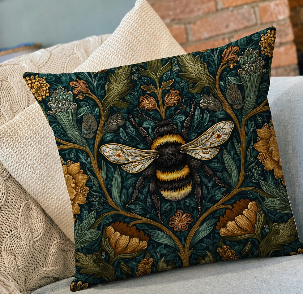 Bee cushion 45x45cm with insert bumblebee floral botanical sofa cushion