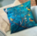 Bird cushion 45x45cm with insert blue floral wildlife sofa cushion