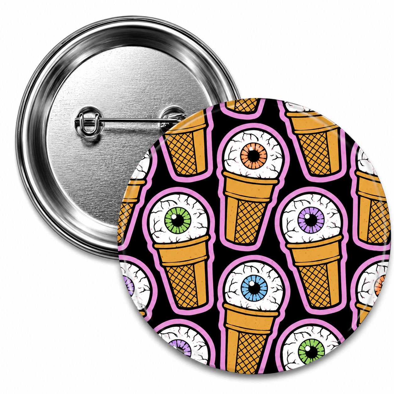 58mm Eyeball Ice Cream Button Pin Badge