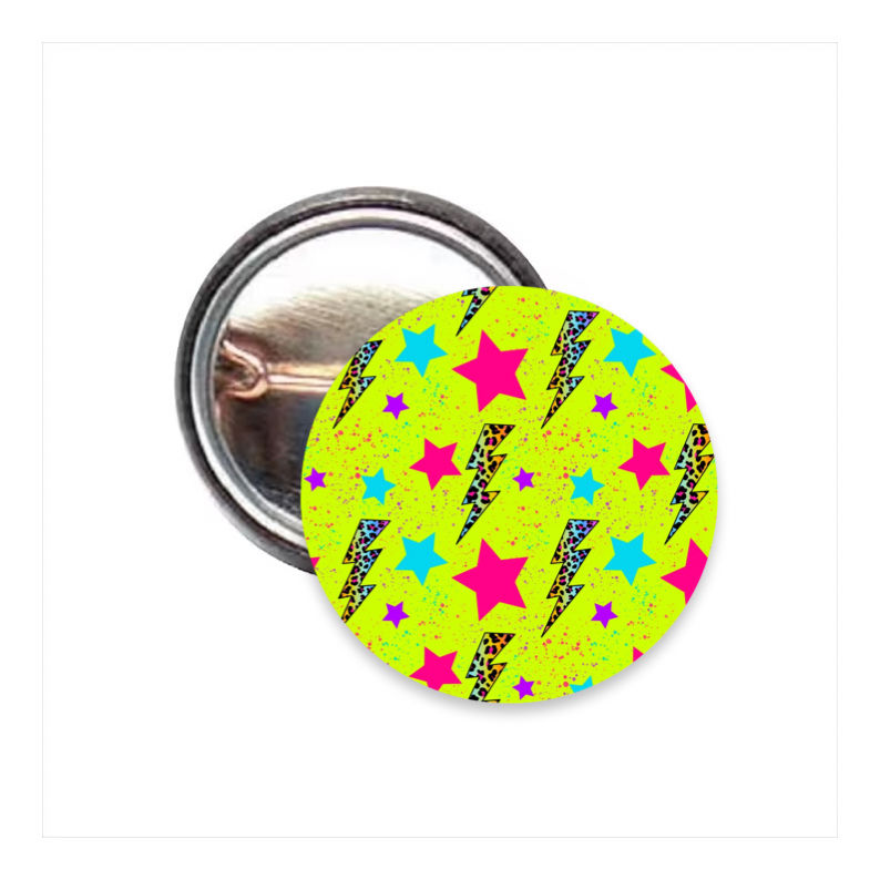 Neon Stars & Lightning Pattern 25mm Pin Badge