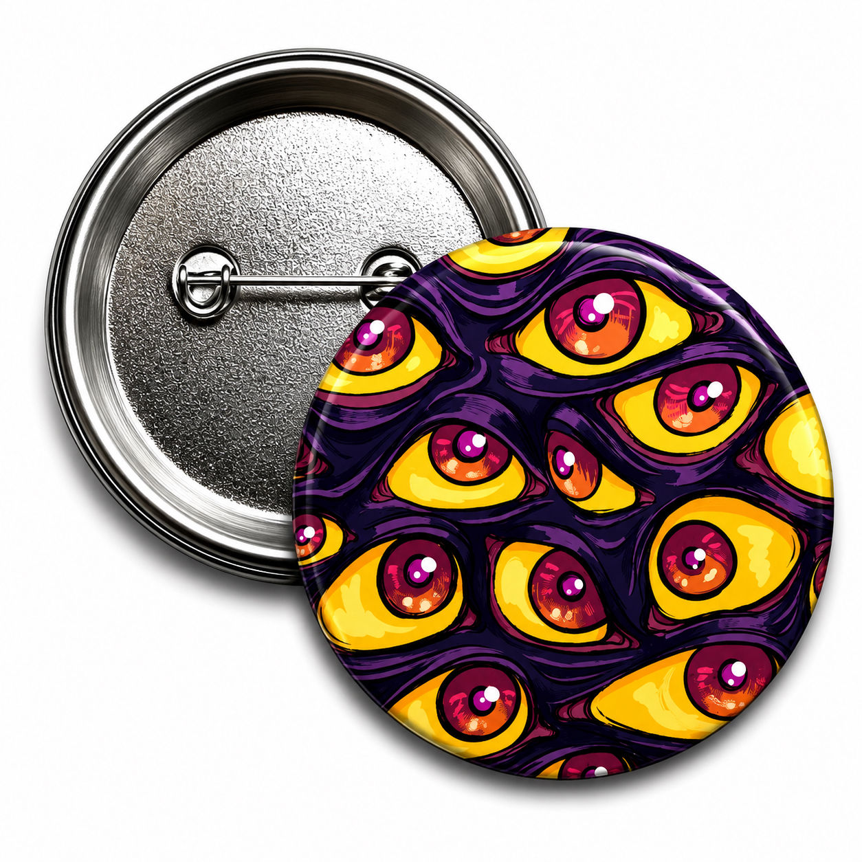 Creepy Watching Eyes 58mm Pin Badge Gothic Horror Halloween Alternative