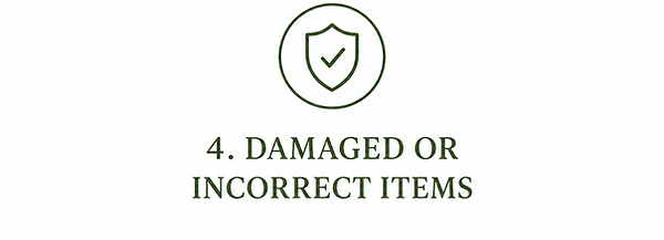 Damaged or incorrect items policy for 45x45cm cushions with inserts returns support