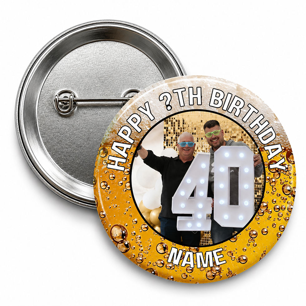 Personalised Beer Birthday Photo 58mm Pin Badge