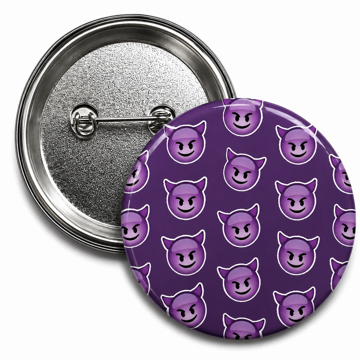 Purple Devil Emoji Pattern 58mm Pin Badge Gothic Aesthetic Funny Emojis