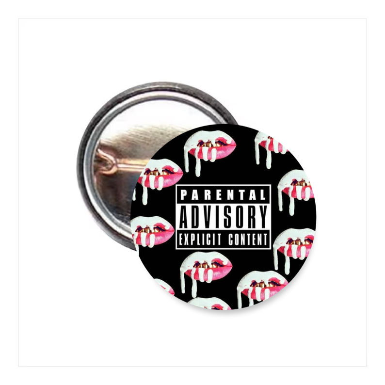 Parental Advisory Lips 25mm Pin Badge – Gothic Alternative Pop Art Design