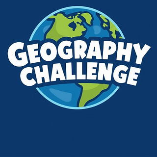 Geography Challenge logo with a globe on a navy blue background.