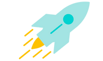 Cartoon rocket launching into space