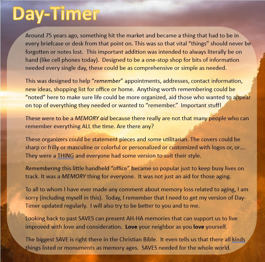 DAY-TIMER, Remember