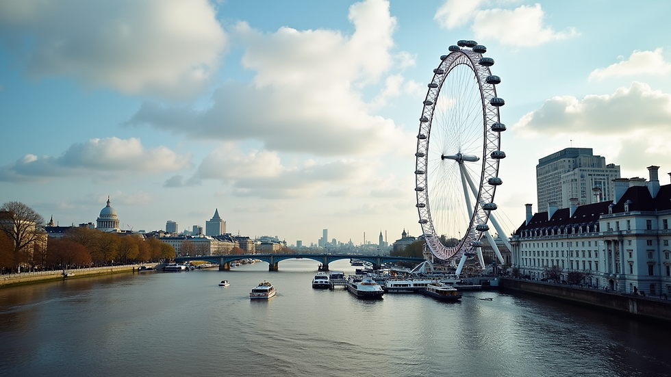 Vista panoramica di Londra con il Tamigi e il London Eye
