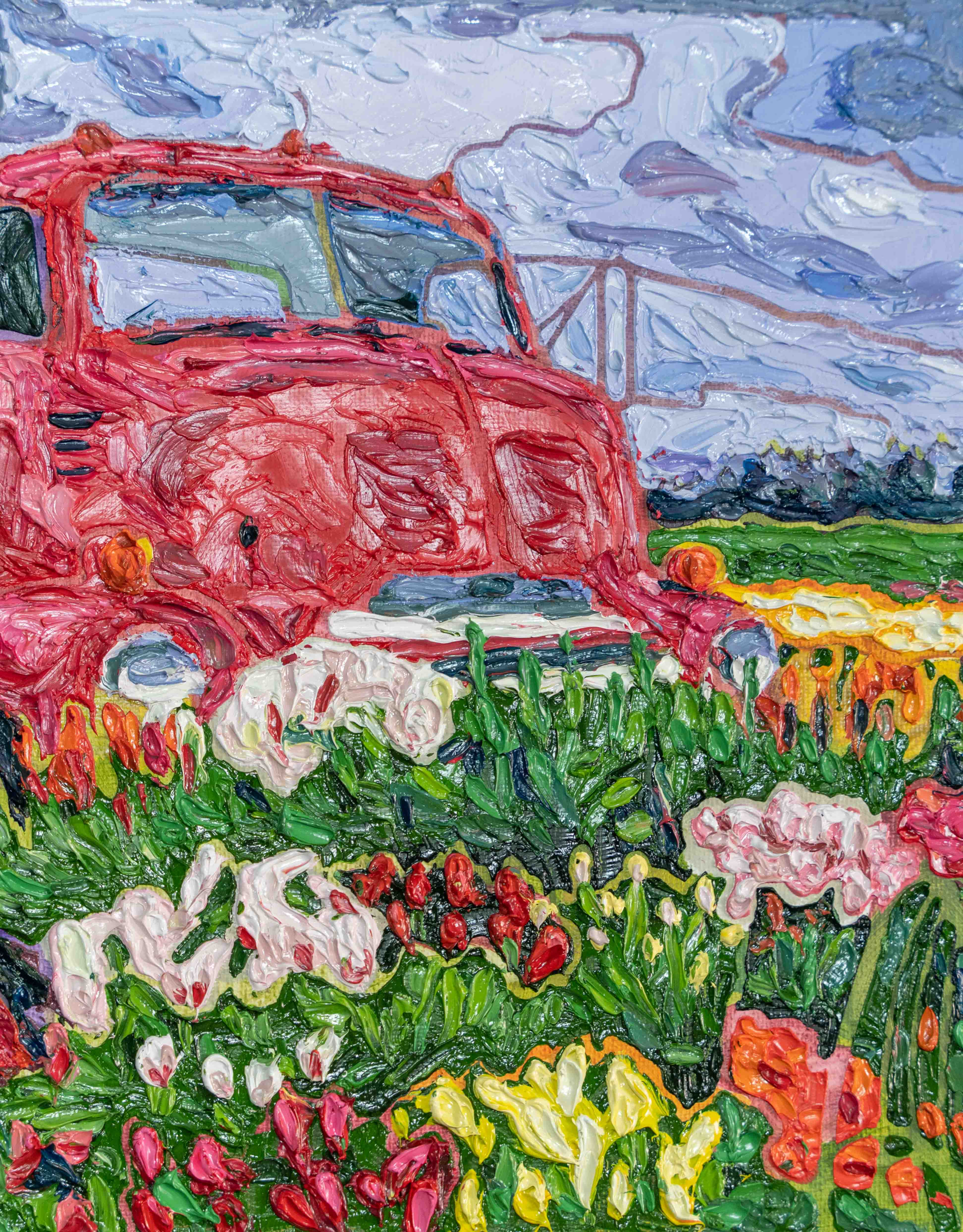 Truck in Tulip Field