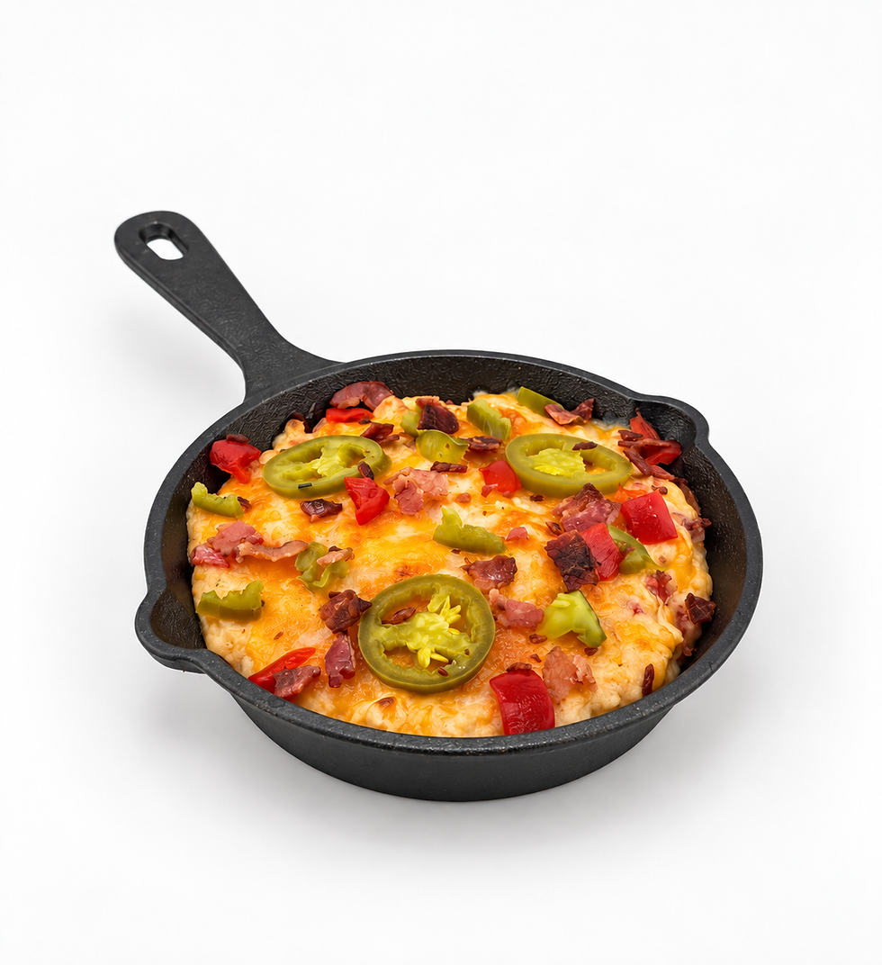 Bacon Jalapeno Pimento Cheese Dip in a skillet