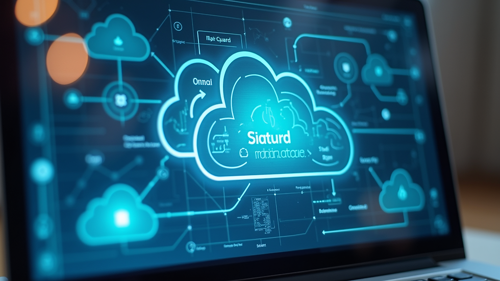 Close-up view of a cloud infrastructure diagram on a laptop screen