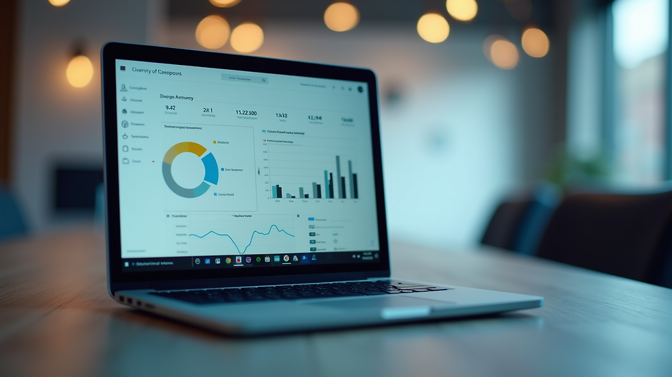 Close-up view of a laptop screen showing compliance dashboard