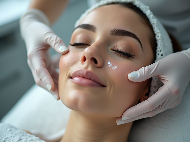 Aesthetician-demonstrates-a-facial-treatment-with-professional-technical-skills-in-a-clini