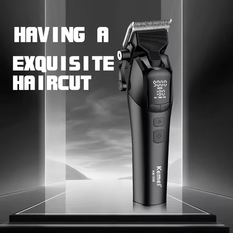 Miniatura: Cortadora de pelo profesional para barbería Kemei KM-1858 de 10W: Cuchilla DLC,