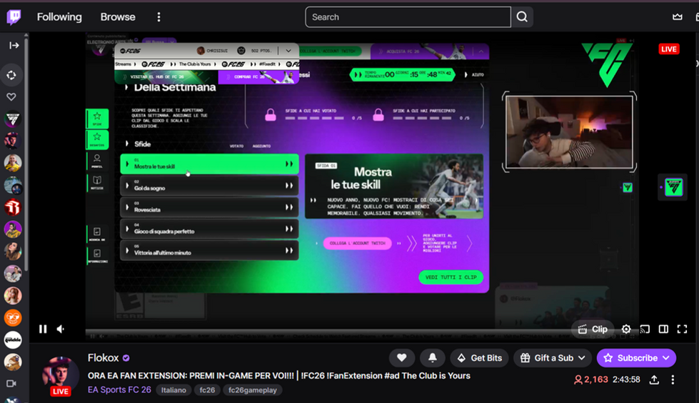 EA FC live streams featuring EA Sports FC 26 Fan Extension