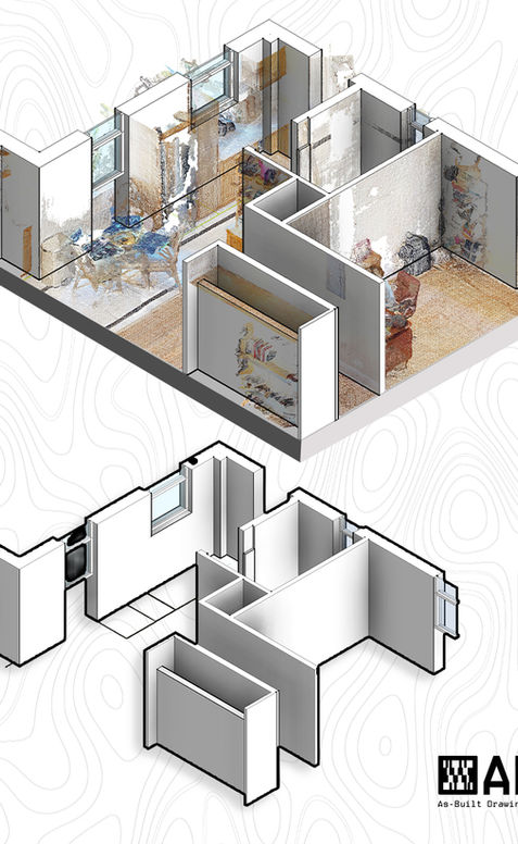 BIM interior detail of a bathroom and bedroom in a 6,064 SF residential As-Built project in Miami Beach, FL — Meridian Ave documentation