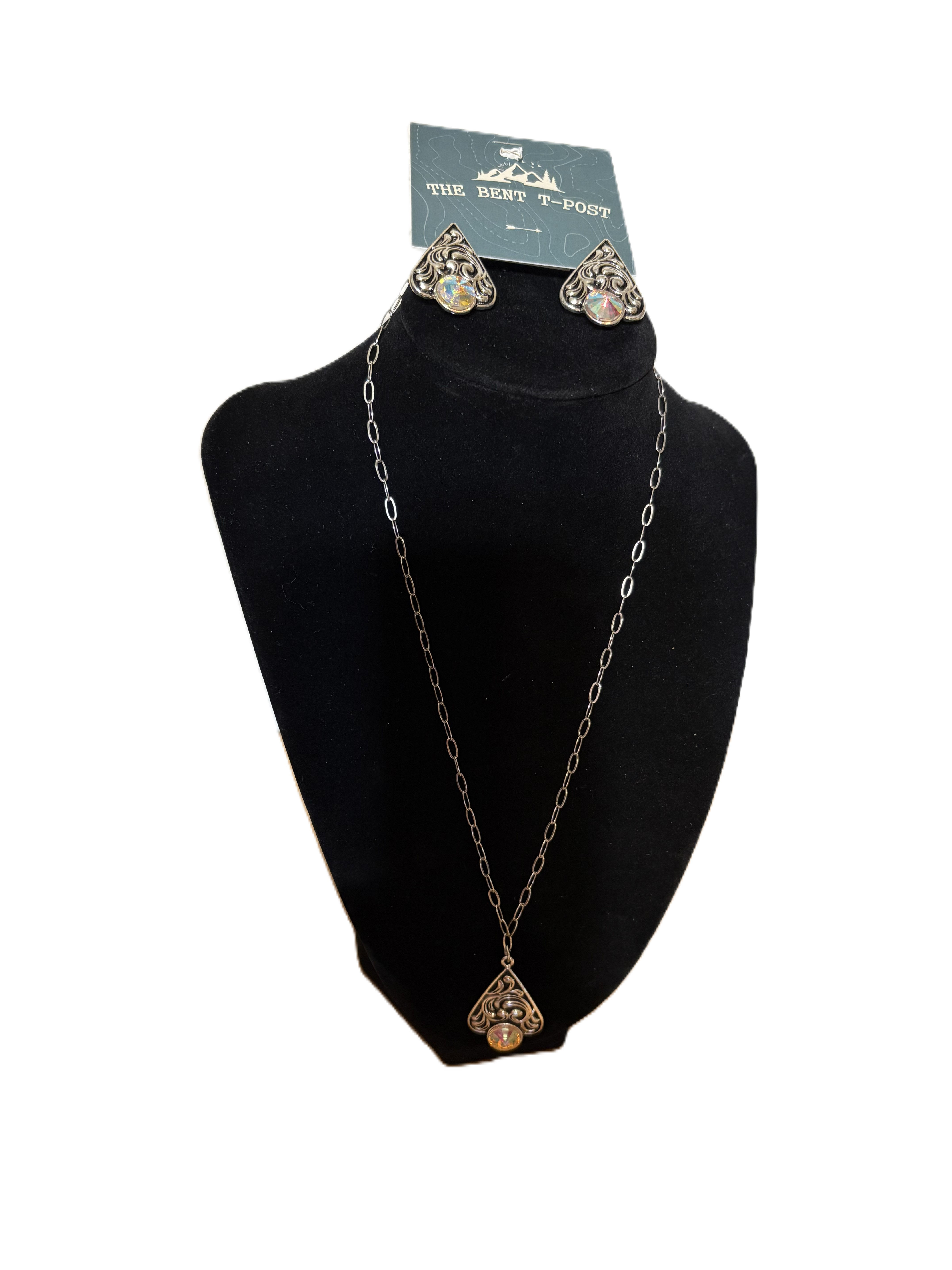 Item #5063 - Tooling Teardrop Necklace Set