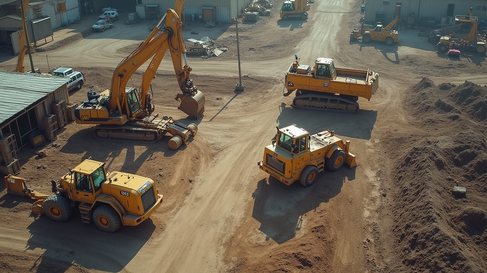 High angle view of a construction site with various equipment