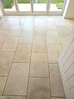Limestone kitchen floor tiling in Manchester
