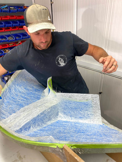 Fibreglass boat undergoing professional fibreglass repairs.