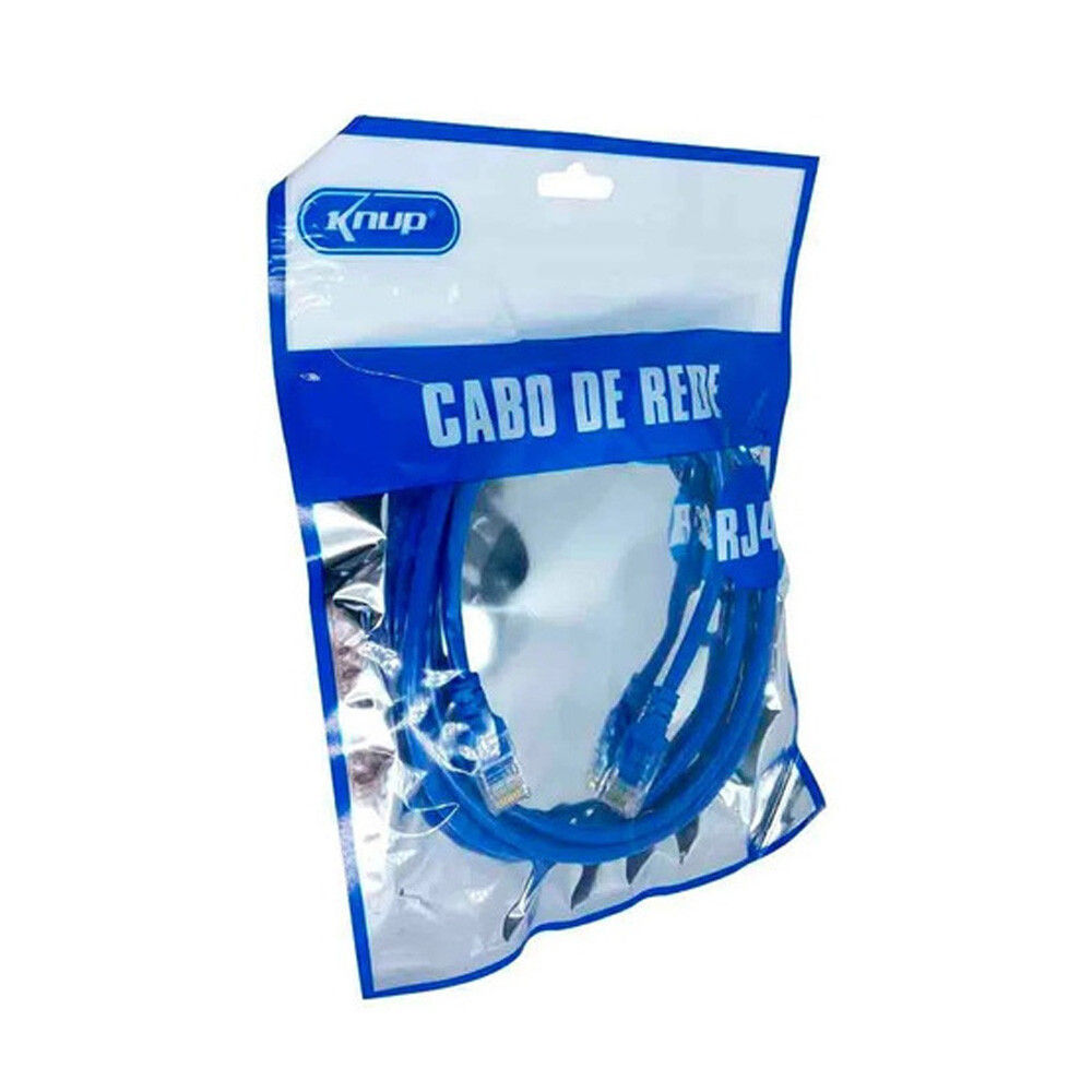 Cabo de Rede RJ45 com 5 Metros Azul Knup - KP-C14 5M
