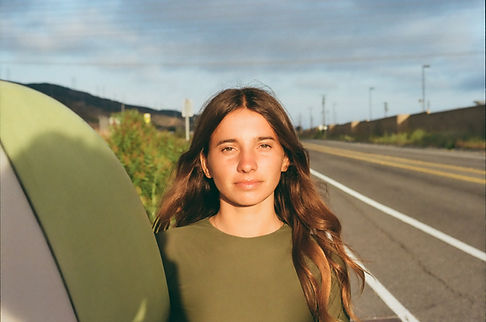 Golden hour over surfer girl model