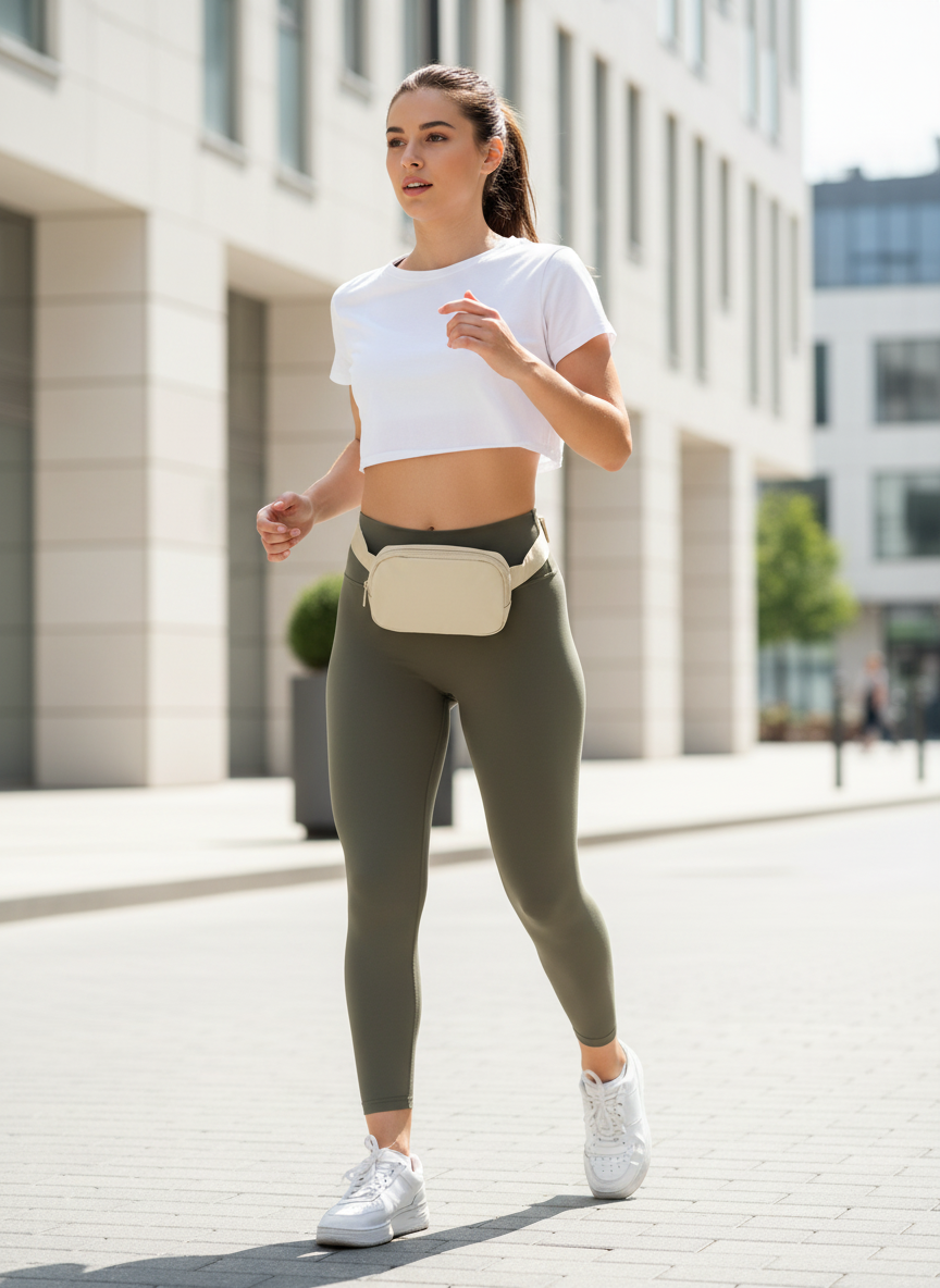 Black Matte Hip-Fanny Pack worn around the waist