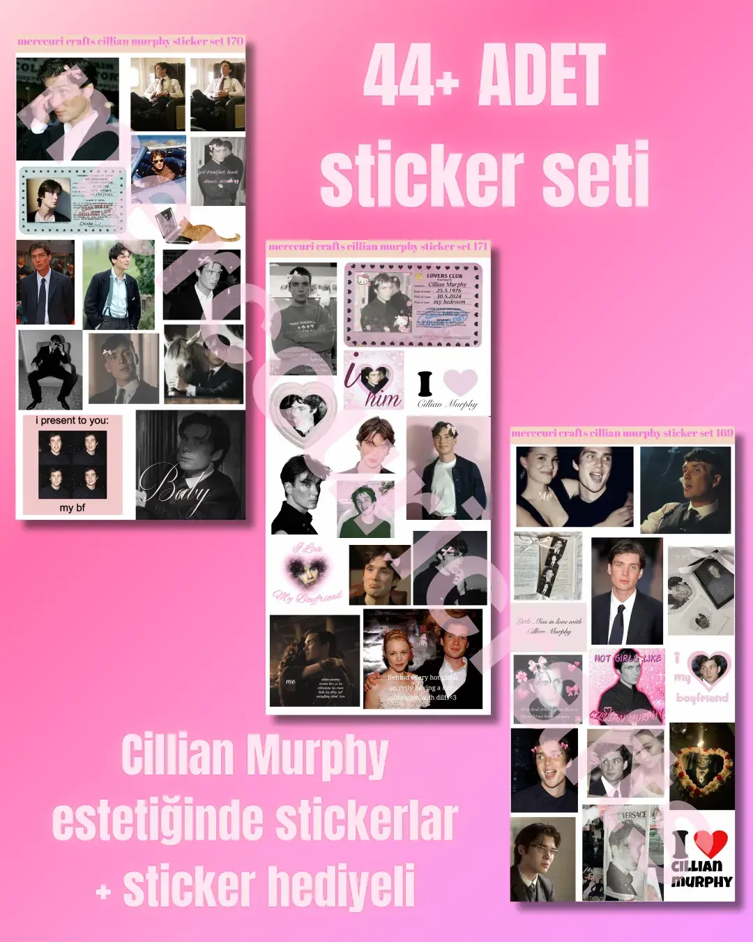 Cillian Murphy sticker seti (44+adet) - Defter Ajanda, Laptop için