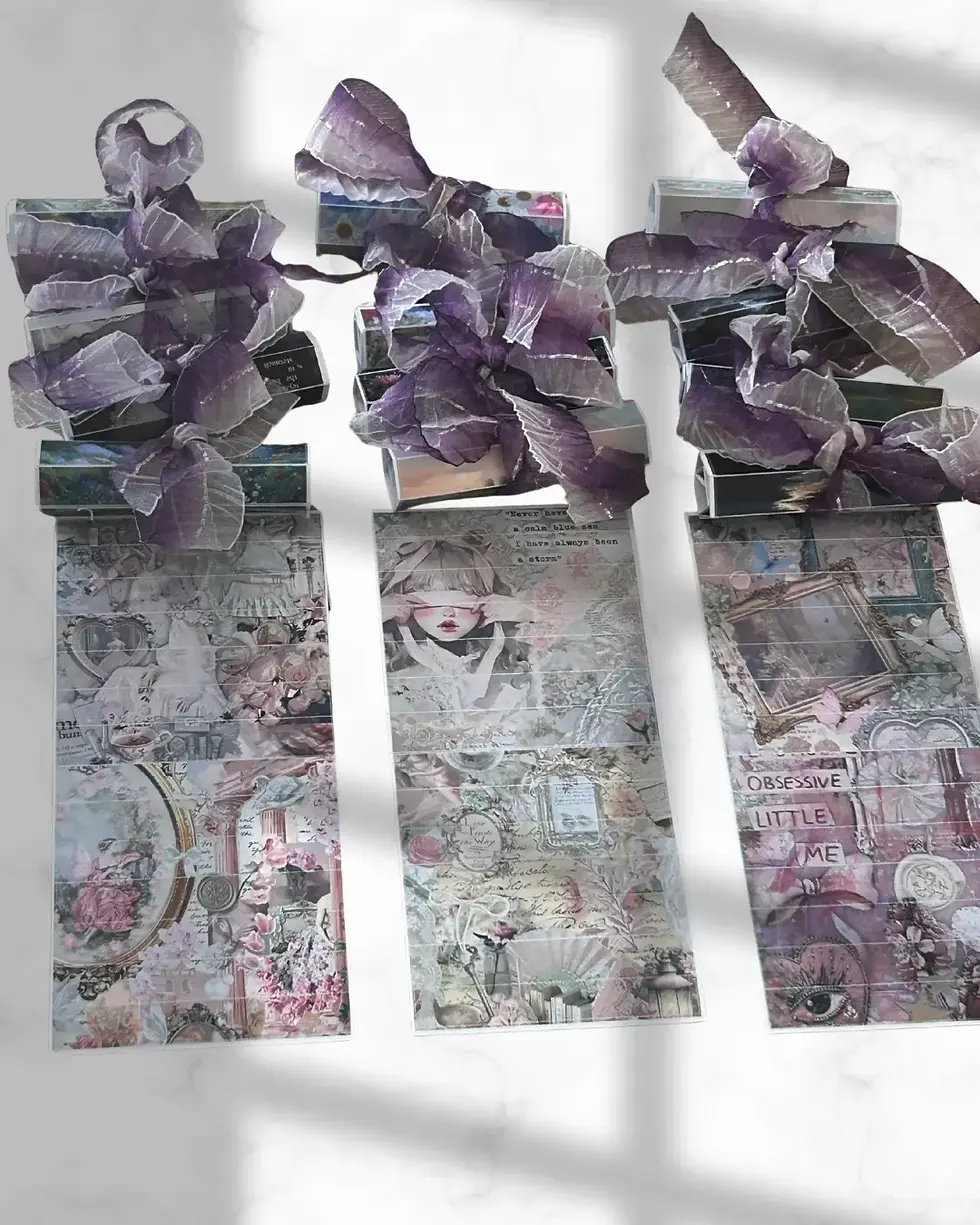 Küçük resim: 3'lü Washi Tape Seti Coquette (42 adet Yüksek Kaliteli Bant) - Scrapbooking