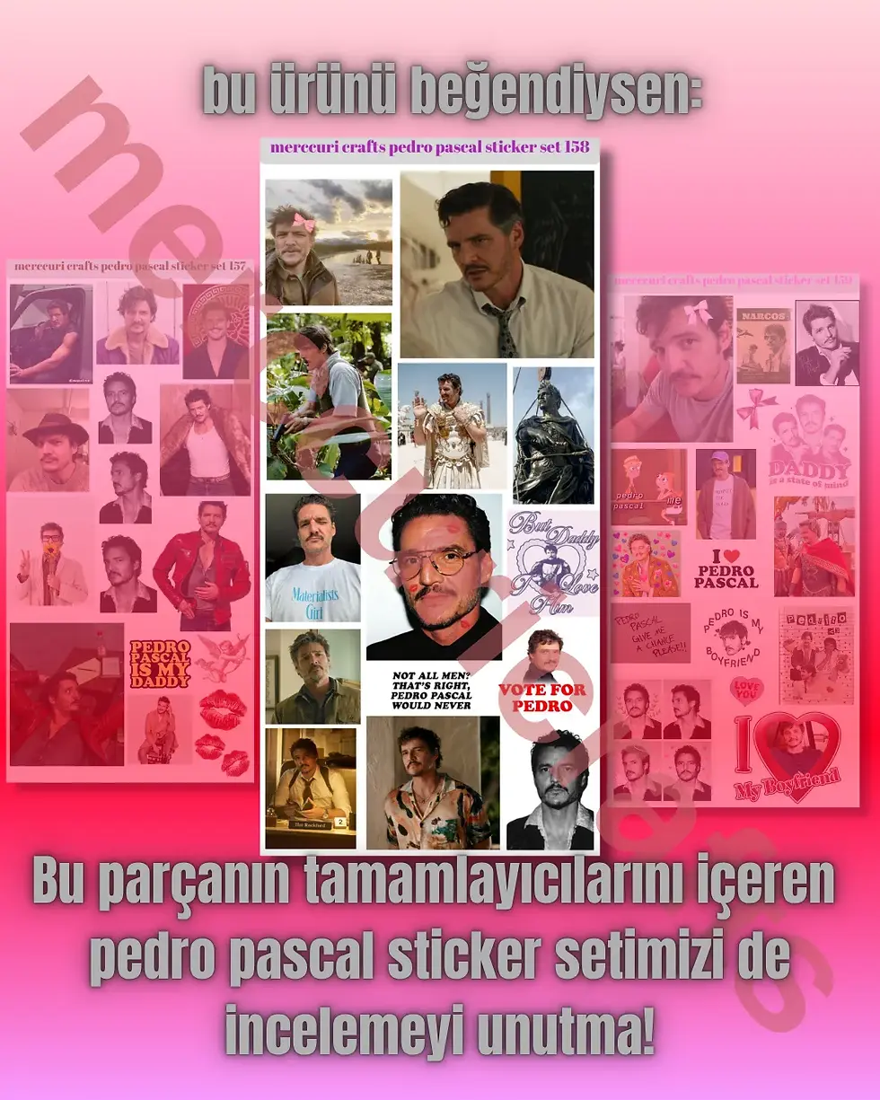 Küçük resim: Pedro Pascal Estetik Sticker (14+ adet Yüksek Kaliteli) - Defter Ajanda, Laptop