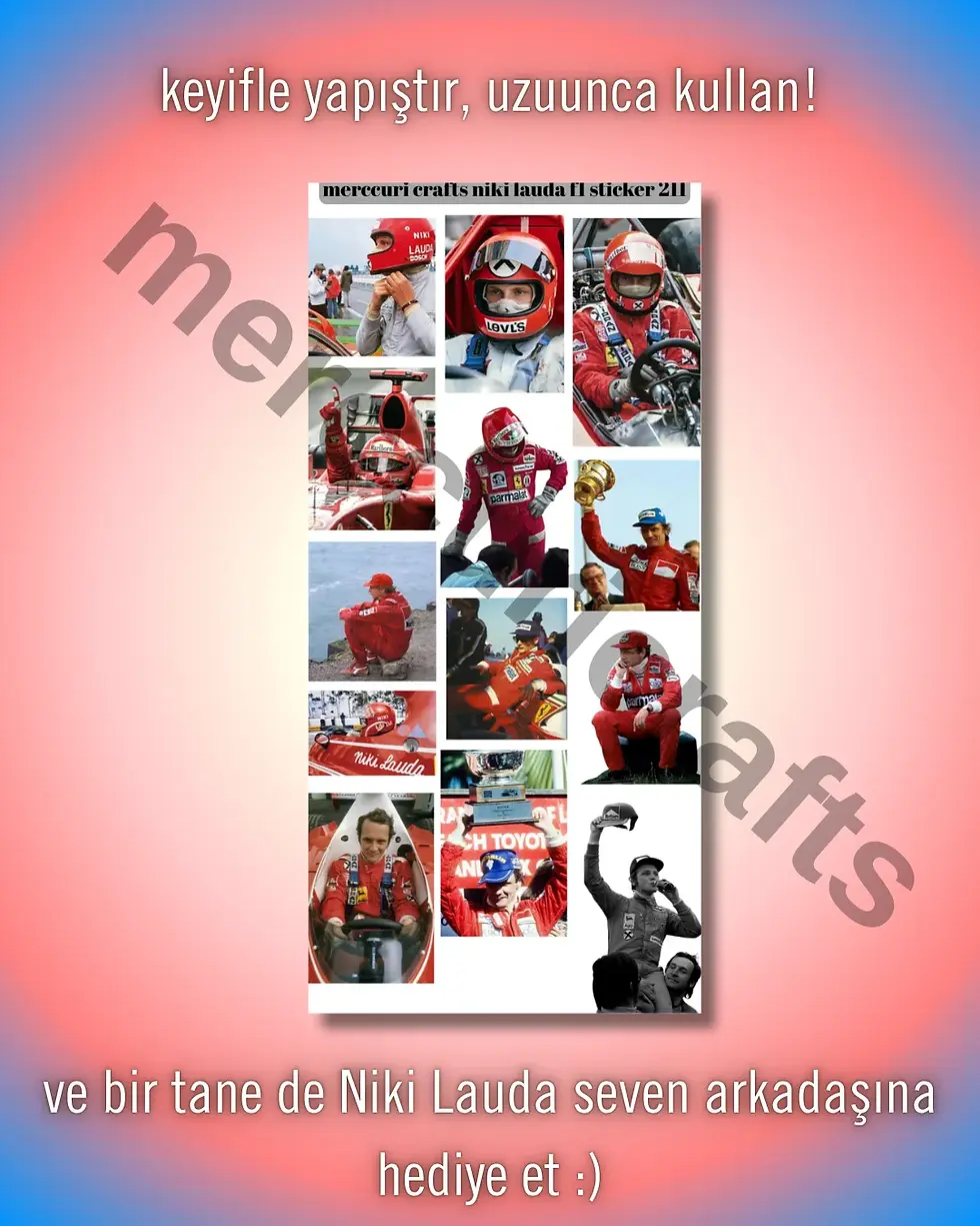 Küçük resim: Niki Lauda F1 Sticker Seti (35+ adet Yüksek Kaliteli) - Defter, Ajanda İçin