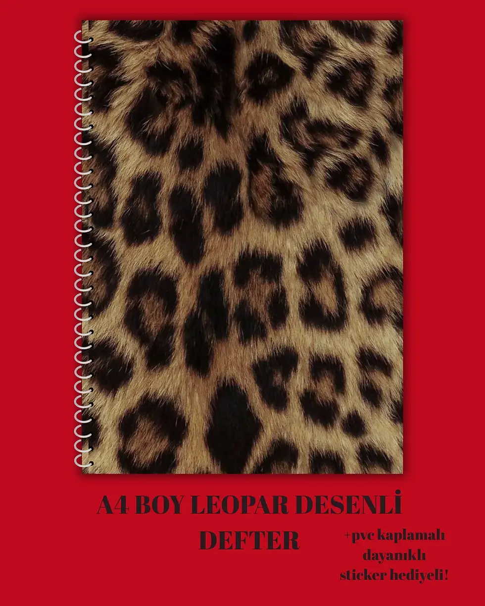 Küçük resim: Leopar Desenli A4 Spiralli Okul Defteri 50 yaprak 2'li Set PVC kaplama