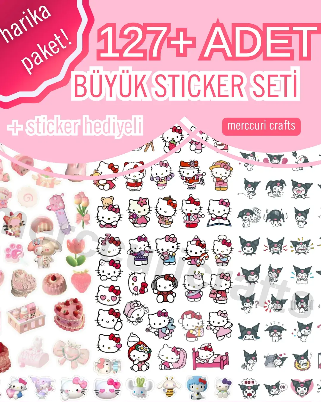 127 Adet Sticker Seti (Yüksek Kaliteli Etiket) - Defter, Kitap, Kalem, Suluk...