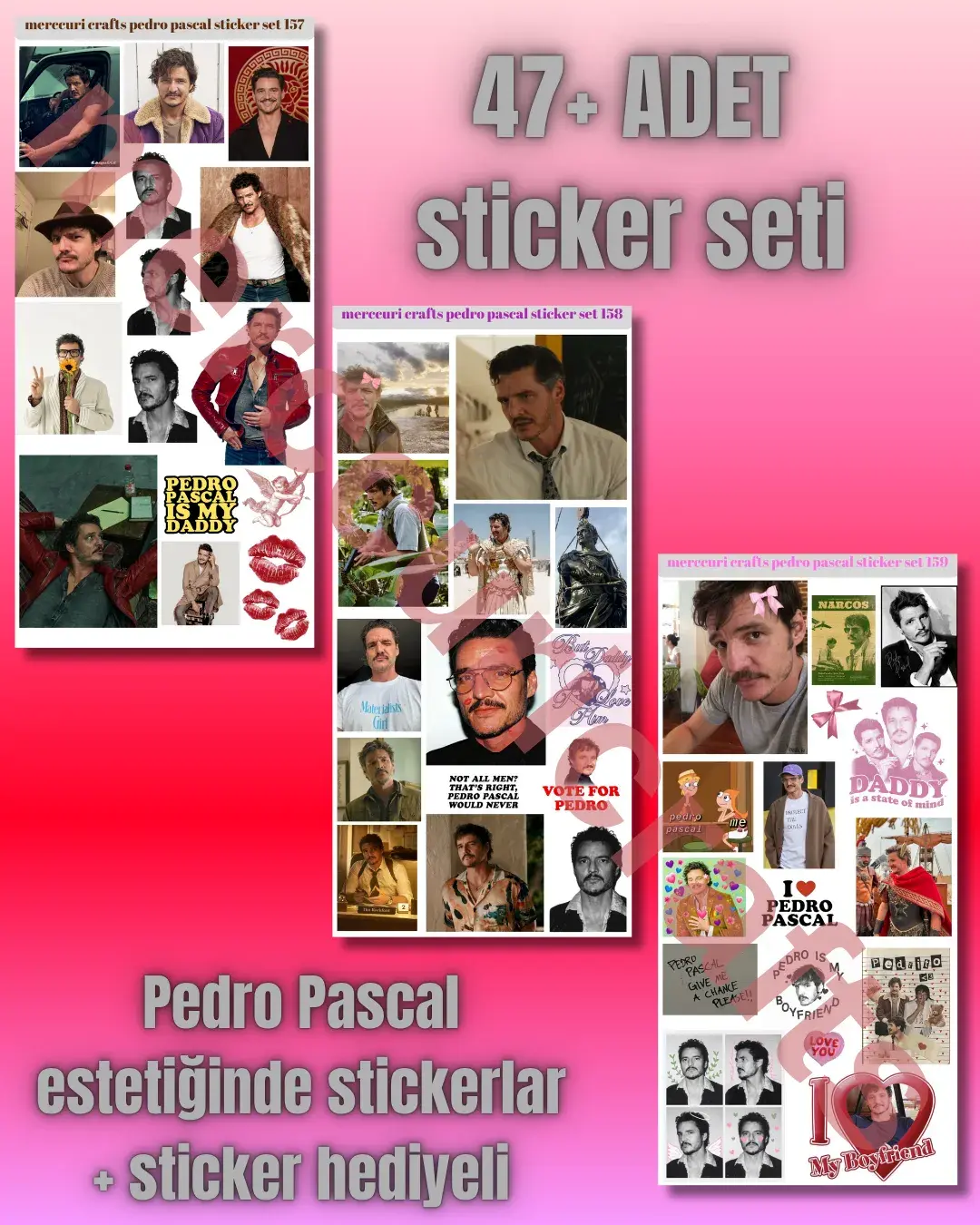 Pedro Pascal estetik sticker seti (47+adet) - Defter Ajanda, Laptop için