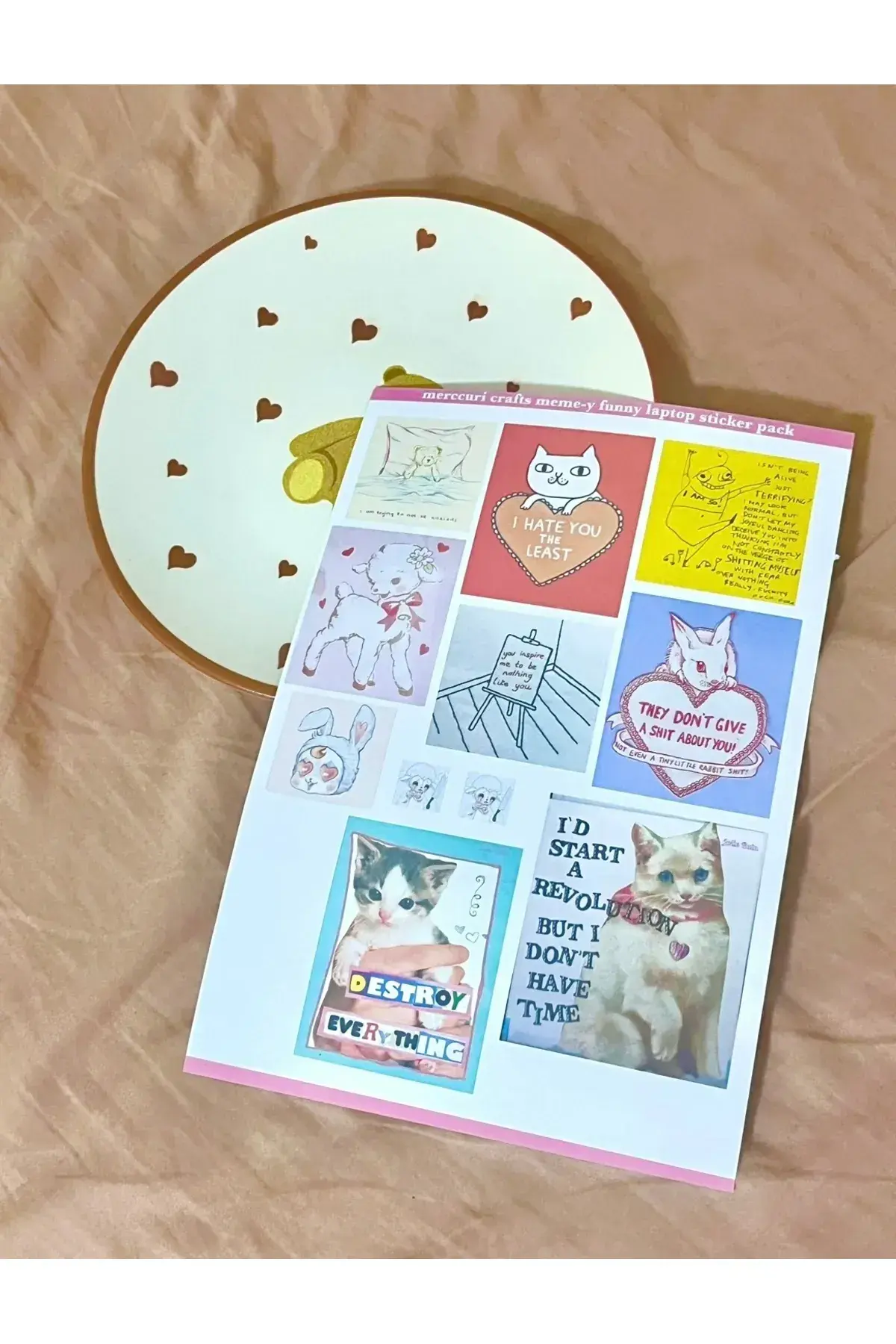 Laptop Stickerları 11'li Büyük Boy Parlak Komik Kedi Aesthetic Etiketler