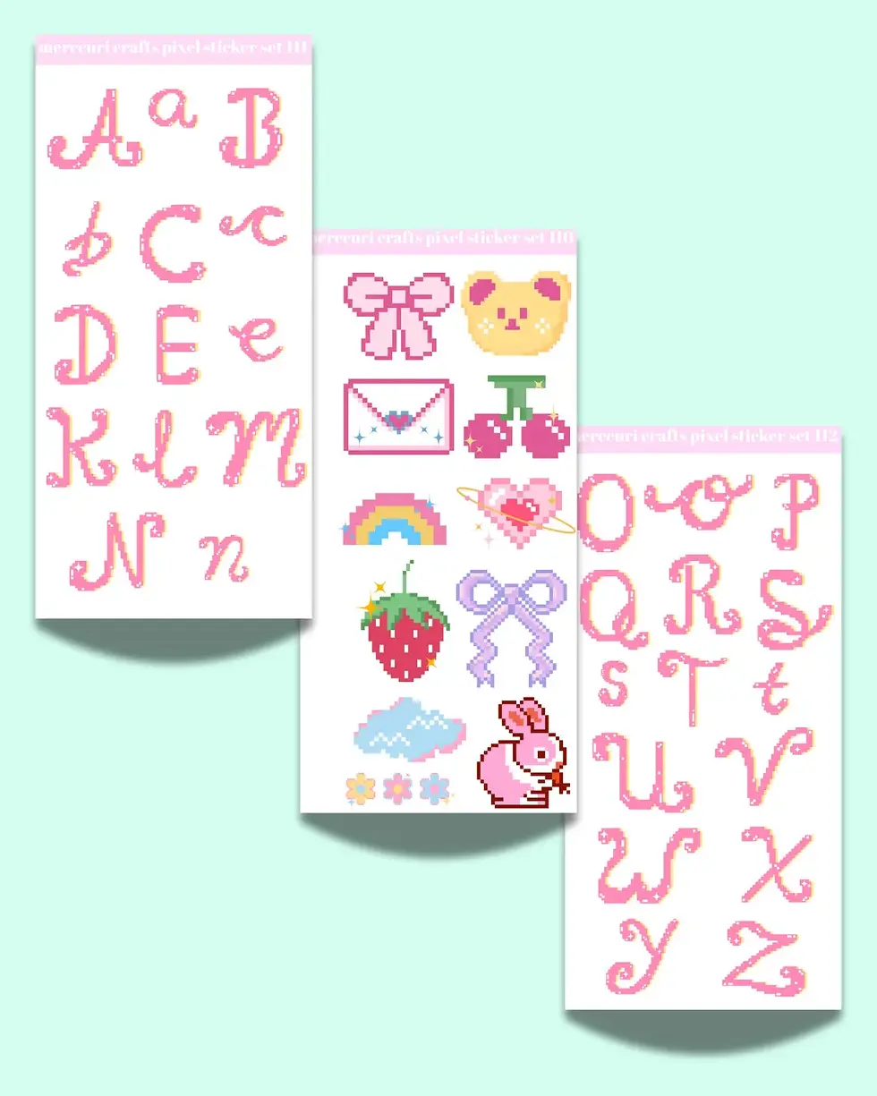 Küçük resim: Pixel Sticker Set - 205+ Adet Çıkartma - Scrapbook, Ajanda