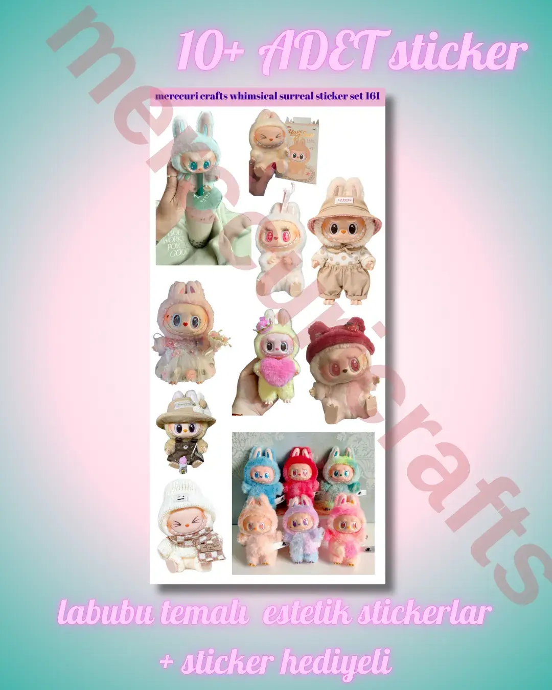 Labubu Estetik Sticker (10+ adet Yüksek Kaliteli) - Defter Ajanda, Laptop için